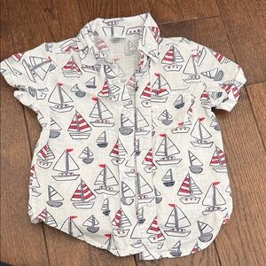 Little Me Nautical Sailboat Kids Shirt - White, Red, Blue
